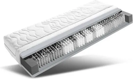 7-zone pocketvering matras met zachte schouderzone voor zijslapers.