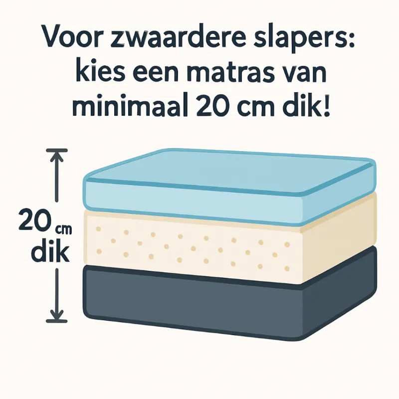 De ideale matrasdikte (minimaal 20 cm) voor zware belasting.