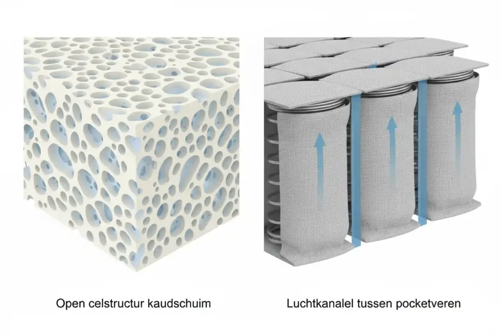 Koudschuim en pocketvering kernen voor optimale luchtcirculatie