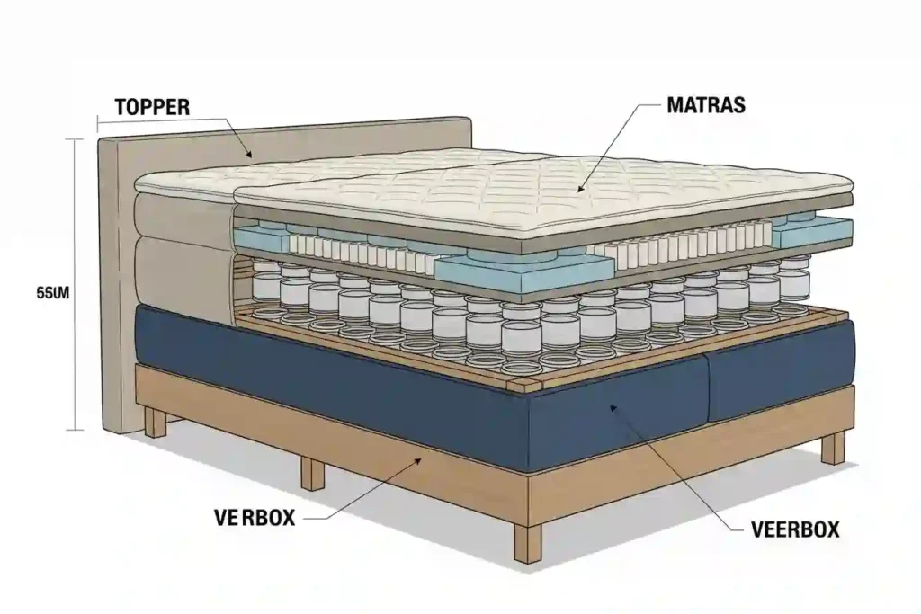 De opbouw en anatomie van een boxspring met topper en vering
